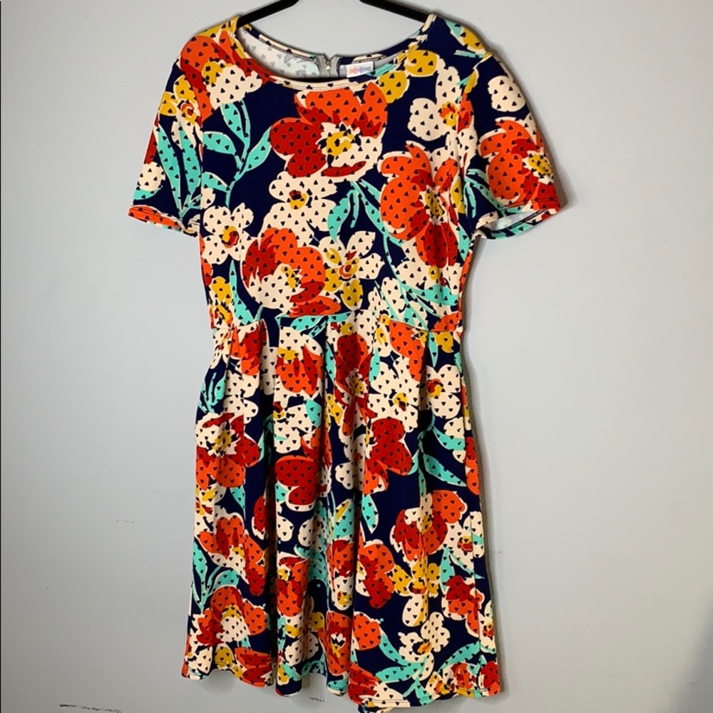 Lularoe floral pocket flare midi dress 2xL